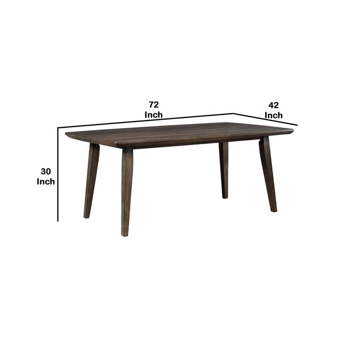 Rectangular Wire Brushed Texture Wooden Dining Table with Splayed Legs,Brown