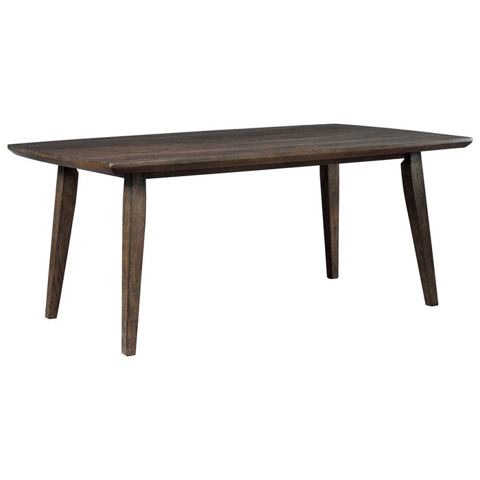 Rectangular Wire Brushed Texture Wooden Dining Table with Splayed Legs,Brown