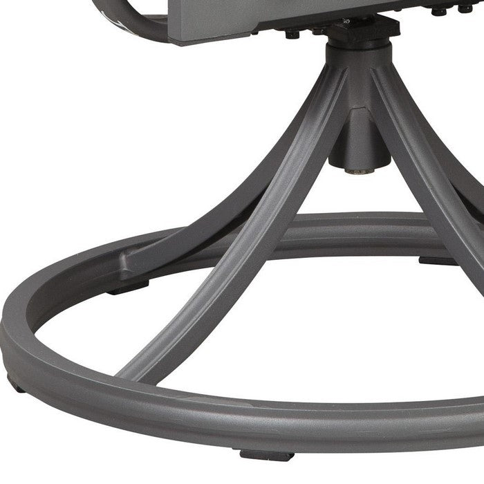 Fabric Upholstered Sling Swivel Metal Chair, Set of 2, Gray