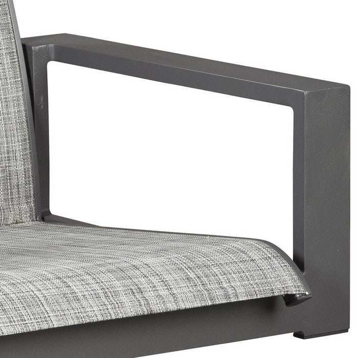 Fabric Upholstered Sling Swivel Metal Chair, Set of 2, Gray