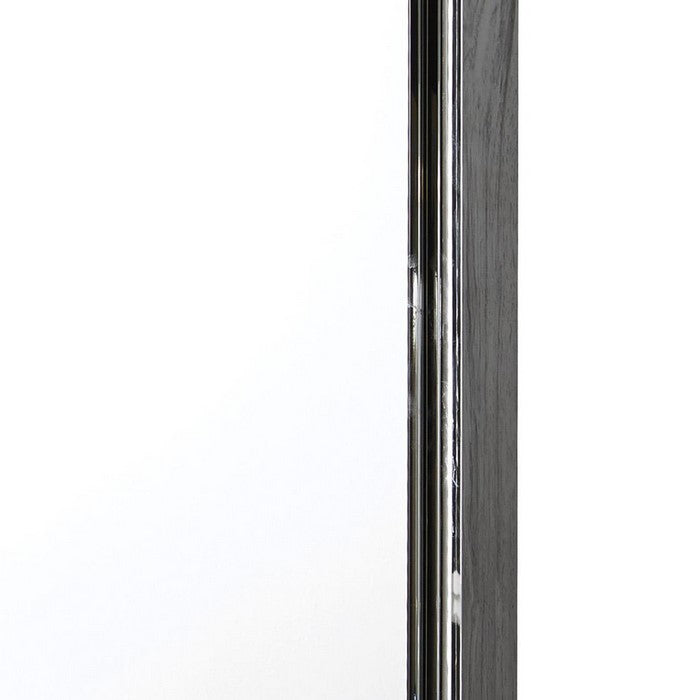 Contemporary Square Shape Bedroom Mirror with Wood Grain Texture, Gray