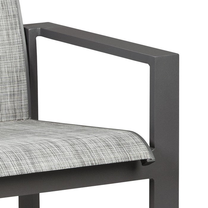 Fabric Upholstered Sling Arm Chair, Set of 4, Gray