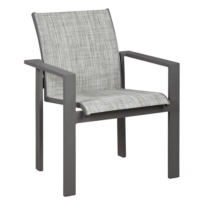Fabric Upholstered Sling Arm Chair, Set of 4, Gray