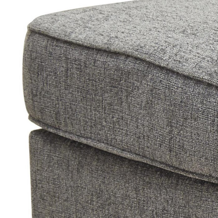 Wooden Ottoman with Polyester Upholstery and Nail Head Trims , Gray