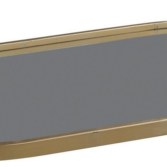 Metal Bar Cart with Oblong Tray Top and Bottom, Gold and Silver