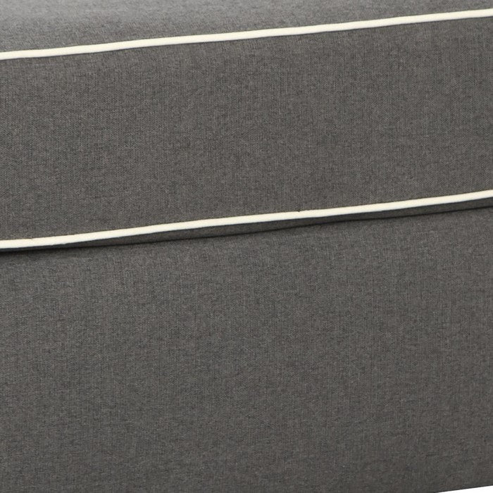 Wooden Ottoman with Polyester Upholstery and Block Legs, Gray and White
