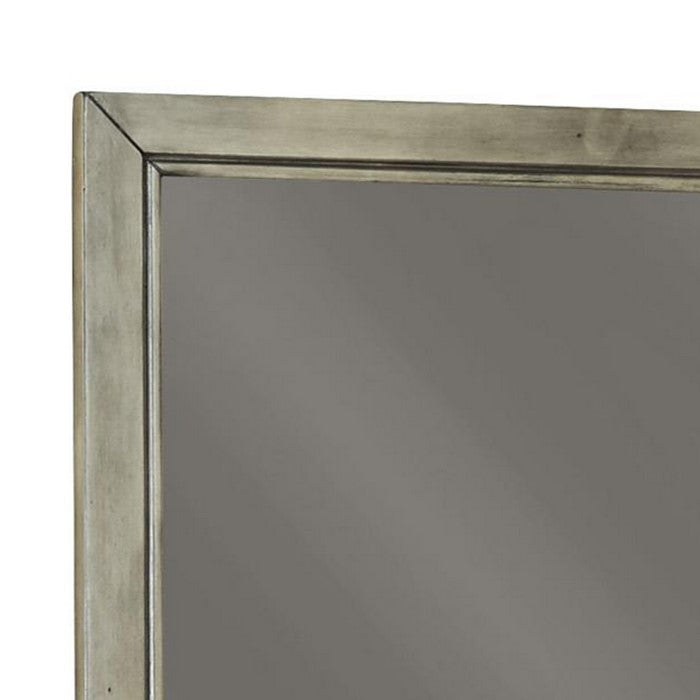 Contemporary Style Rectangular Top Bedroom Mirror, Gray