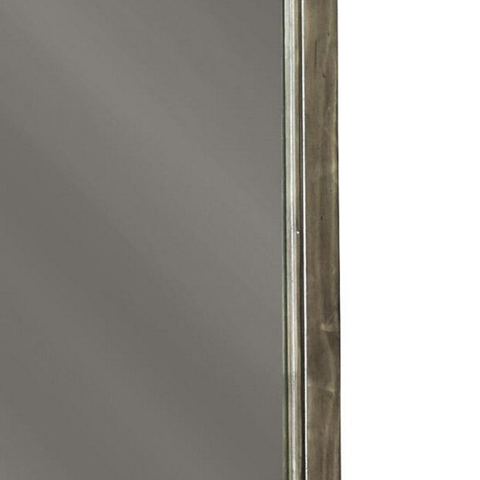Contemporary Style Rectangular Top Bedroom Mirror, Gray