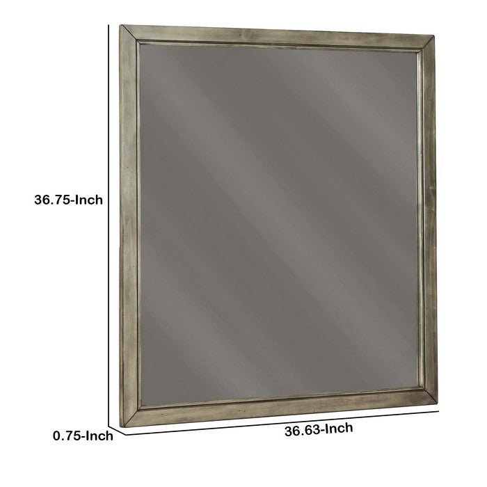 Contemporary Style Rectangular Top Bedroom Mirror, Gray