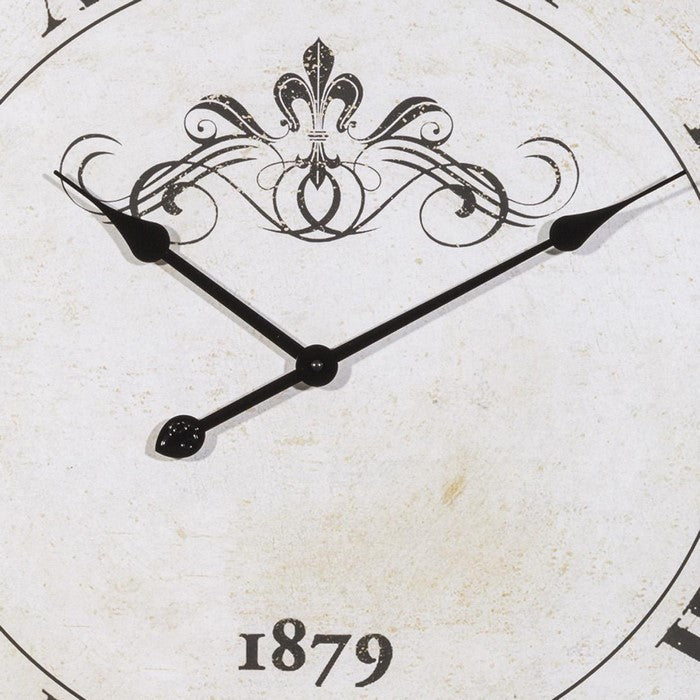 Round Metal Wall Clock with Roman Numerals, Black and White