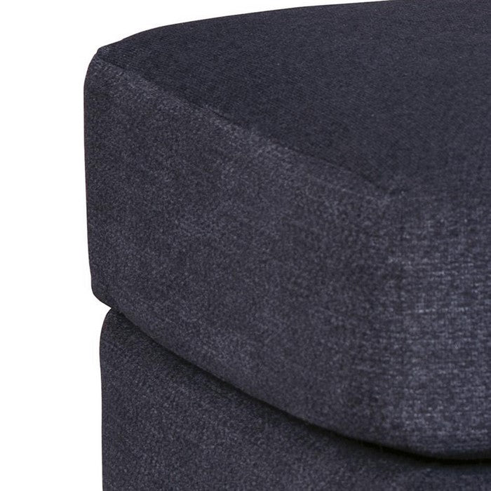 Wooden Ottoman with Fabric Upholstery and Tapered Legs, Gray