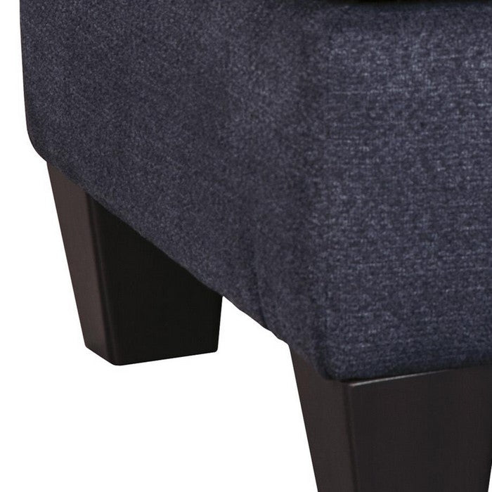 Wooden Ottoman with Fabric Upholstery and Tapered Legs, Gray
