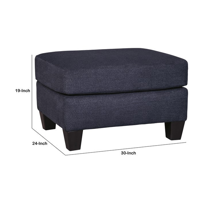 Wooden Ottoman with Fabric Upholstery and Tapered Legs, Gray
