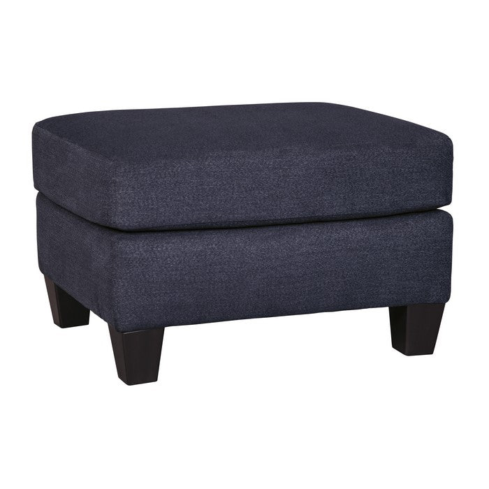 Wooden Ottoman with Fabric Upholstery and Tapered Legs, Gray