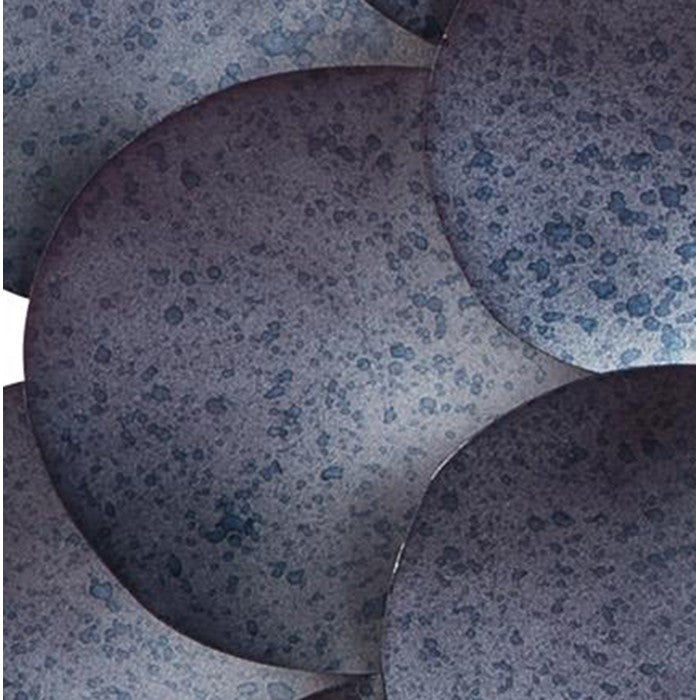 Round Metal Accent Mirror with Blooming Flower Shape, Blue and Silver