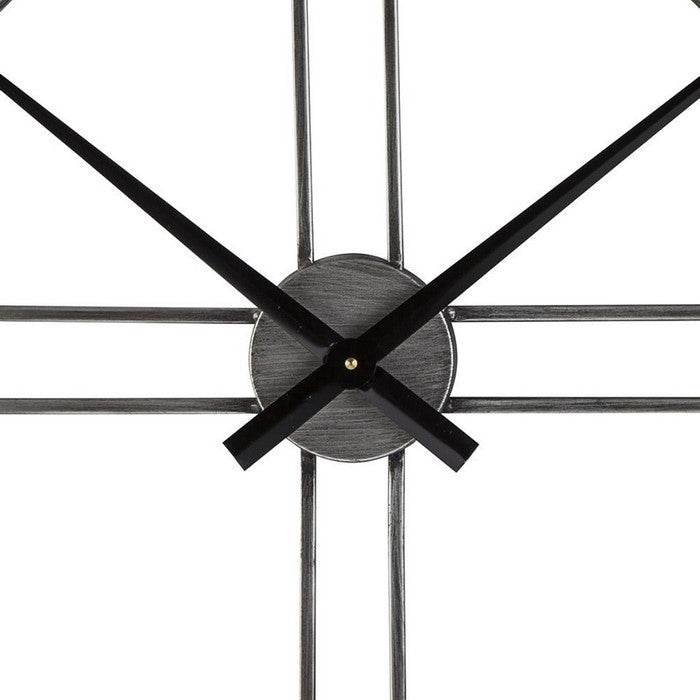 Industrial Round Metal Wall Clock with Roman Numerals, Gray