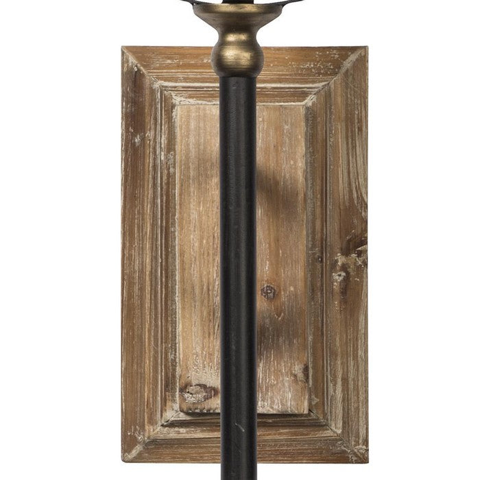 Wood and Metal Wall Sconce with Key Hole Bracket Hanger, Gold and Black