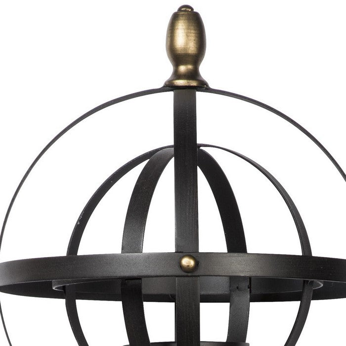 Wood and Metal Wall Sconce with Key Hole Bracket Hanger, Gold and Black