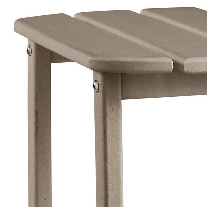 Slatted Rectangular Hard Plastic End Table with Straight Legs, Beige