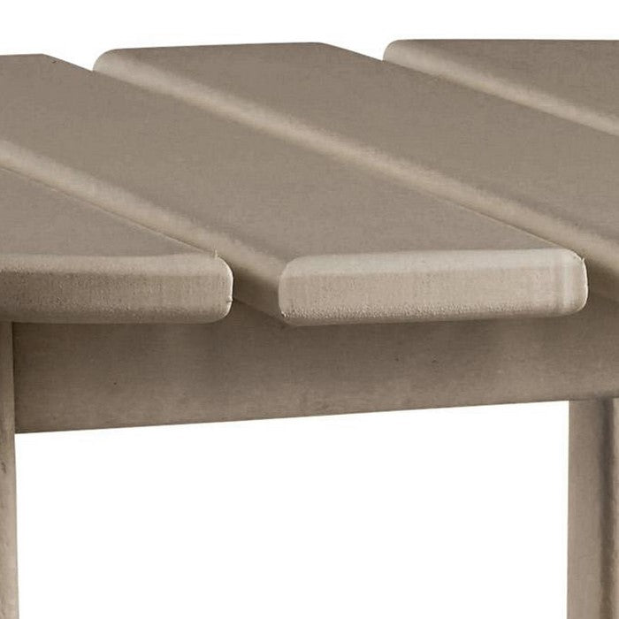 Slatted Rectangular Hard Plastic End Table with Straight Legs, Beige