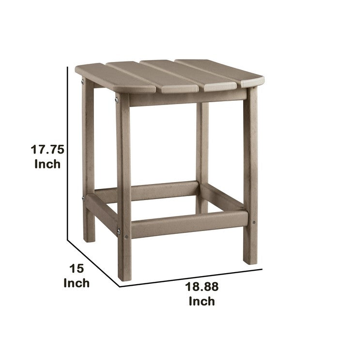 Slatted Rectangular Hard Plastic End Table with Straight Legs, Beige