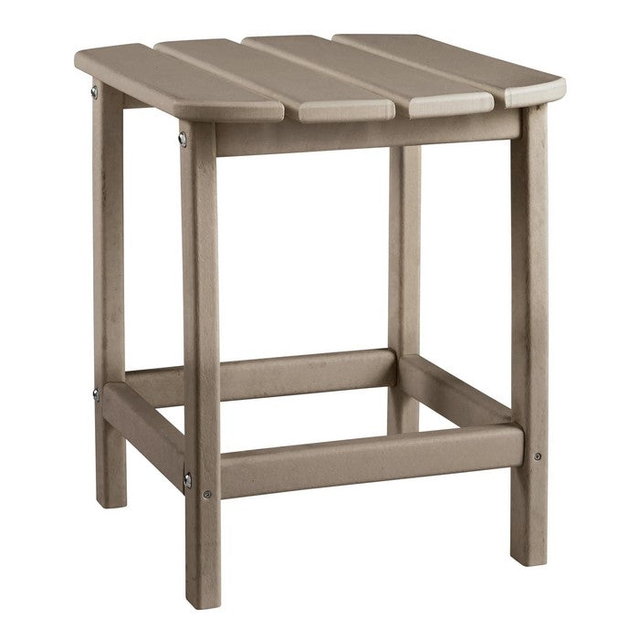 Slatted Rectangular Hard Plastic End Table with Straight Legs, Beige