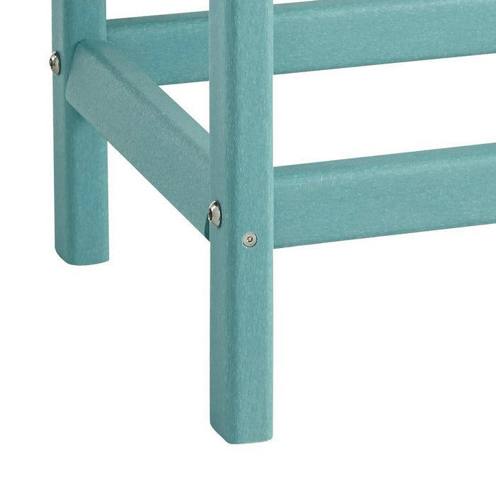 Slatted Rectangular Hard Plastic End Table with Straight Legs, Blue