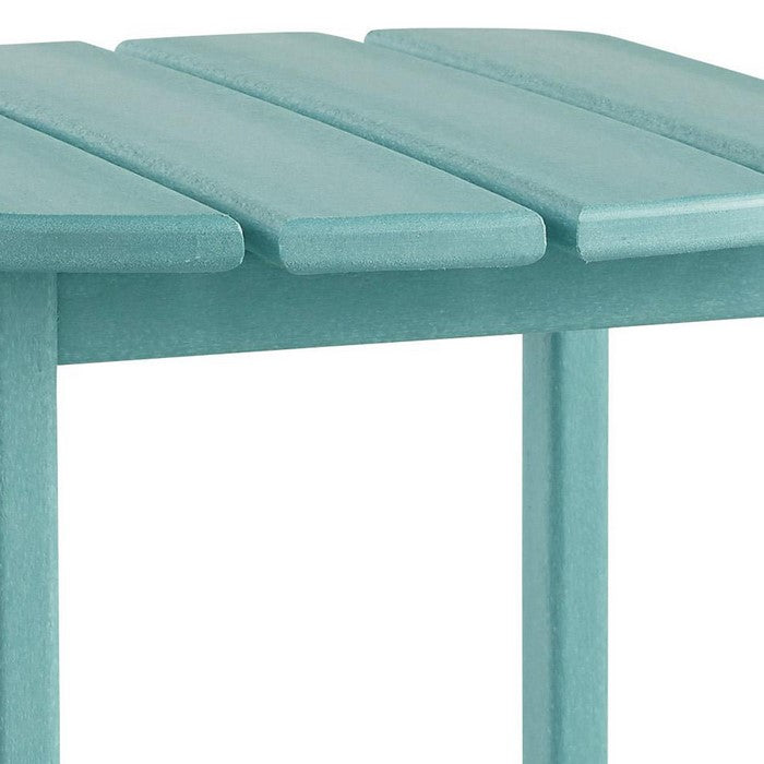 Slatted Rectangular Hard Plastic End Table with Straight Legs, Blue