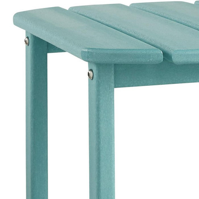 Slatted Rectangular Hard Plastic End Table with Straight Legs, Blue