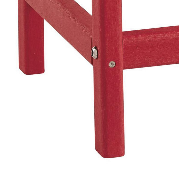 Slatted Rectangular Hard Plastic End Table with Straight Legs, Red