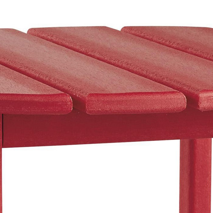Slatted Rectangular Hard Plastic End Table with Straight Legs, Red