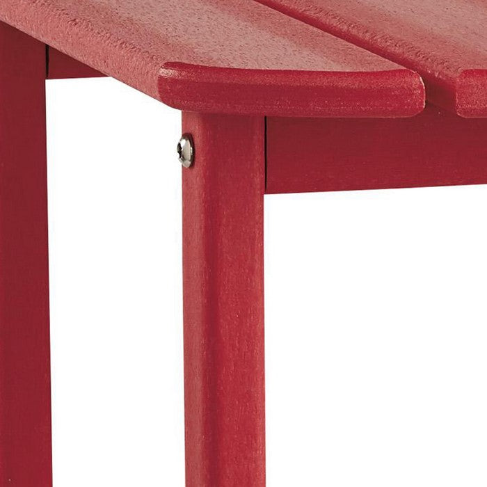 Slatted Rectangular Hard Plastic End Table with Straight Legs, Red