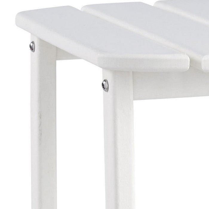 Slatted Rectangular Hard Plastic End Table with Straight Legs, White