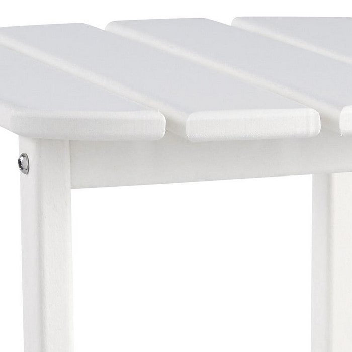 Slatted Rectangular Hard Plastic End Table with Straight Legs, White