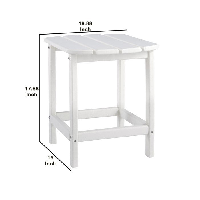 Slatted Rectangular Hard Plastic End Table with Straight Legs, White