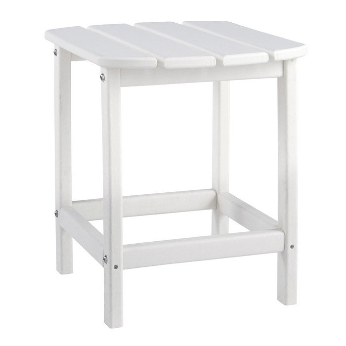 Slatted Rectangular Hard Plastic End Table with Straight Legs, White