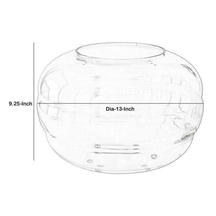 Contemporary Style Bee Hive Shaped Glass Vase, Small, Clear