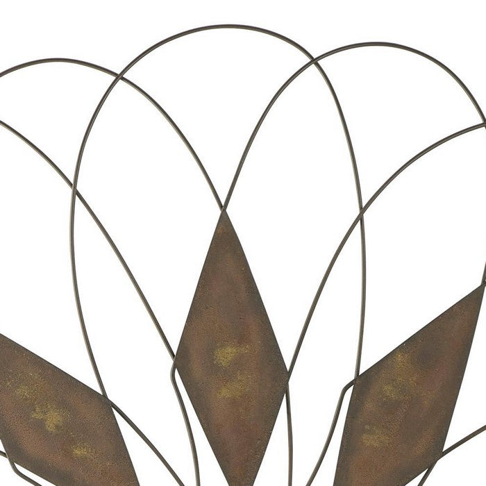 Blooming Flower Shape Indoor and Outdoor Metal Wall Decor, Rustic Brown