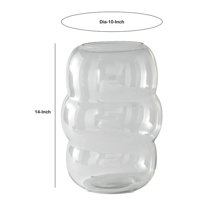 Contemporary Style Bee Hive Shaped Glass Vase, Large, Clear