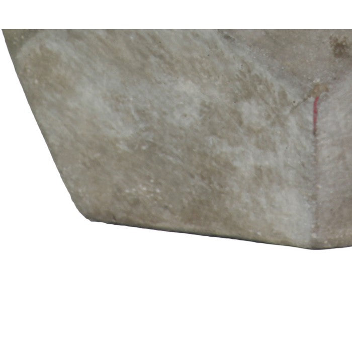 Hexagonal Cemented Flower Pot with Tapered Bottom, Washed Gray