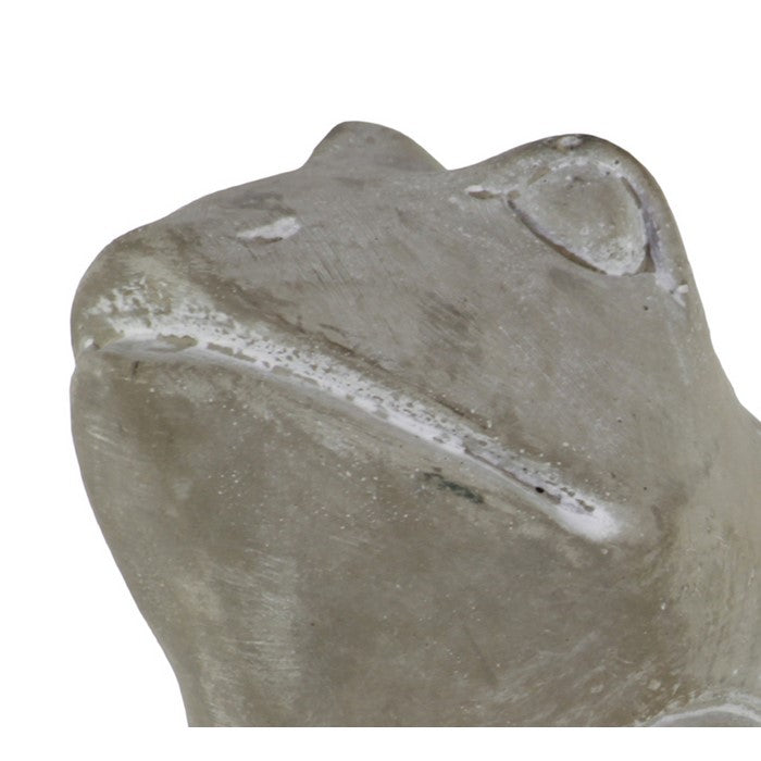 Cemented Sitting Frog Figurine with Closed Legs and Washed Finish, Gray