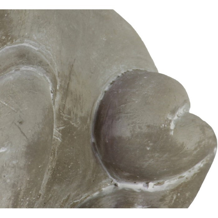 Cemented Sitting Frog Figurine with Closed Legs and Washed Finish, Gray