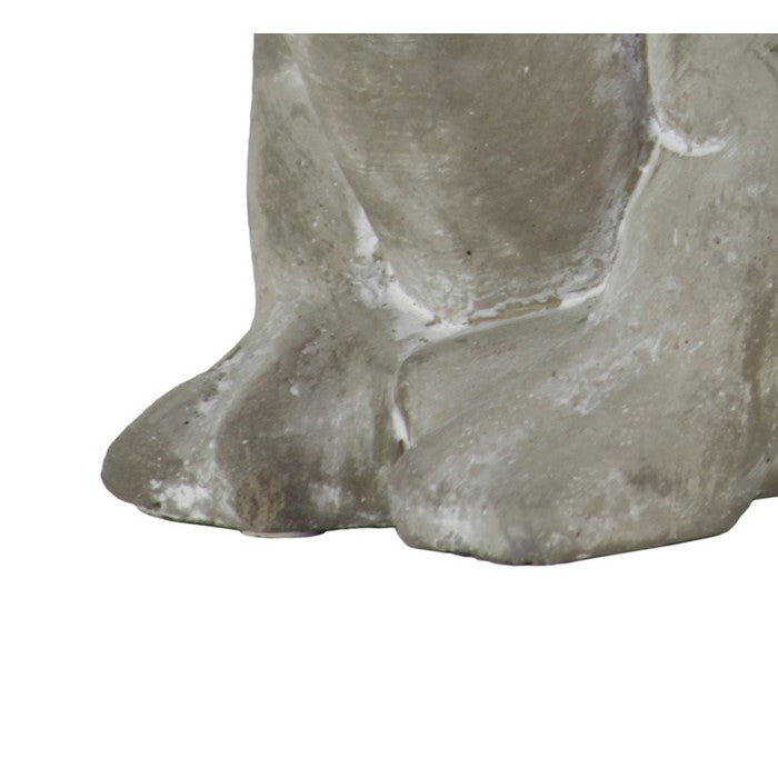 Cemented Sitting Frog Figurine with Closed Legs and Washed Finish, Gray