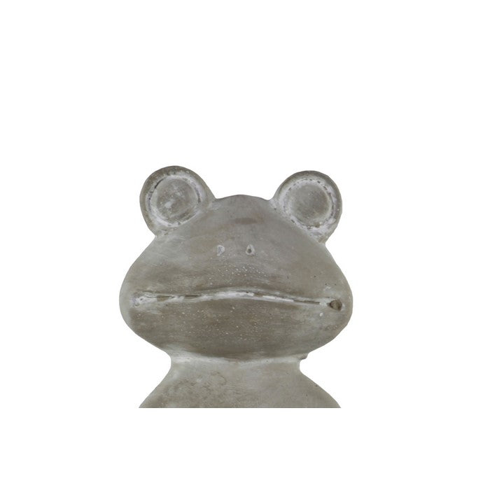 Meditating Cemented Frog Figurine with Open Arms, Gray