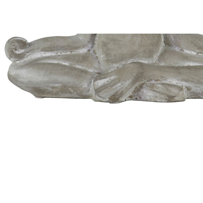 Meditating Cemented Frog Figurine with Open Arms, Gray