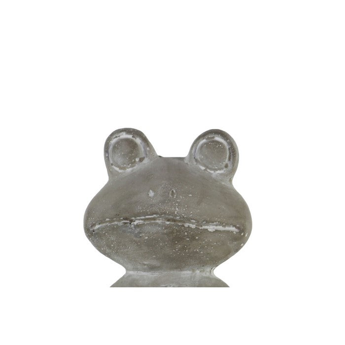 Meditating Cemented Frog Figurine with Crossed Legs and Arms, Gray