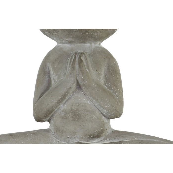 Meditating Cemented Frog Figurine with Crossed Legs and Arms, Gray