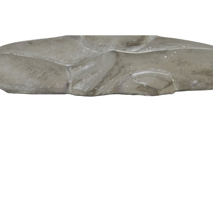 Meditating Cemented Frog Figurine with Crossed Legs and Arms, Gray