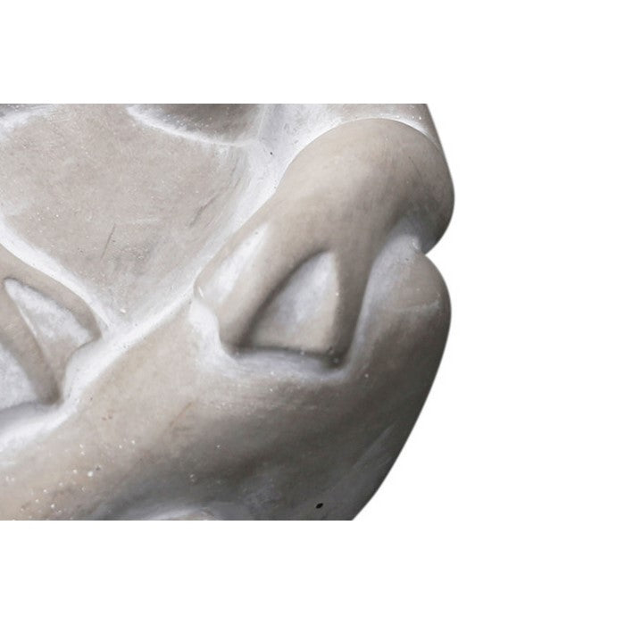Cemented Sitting Frog Figurine with Crossed Legs, Washed Gray