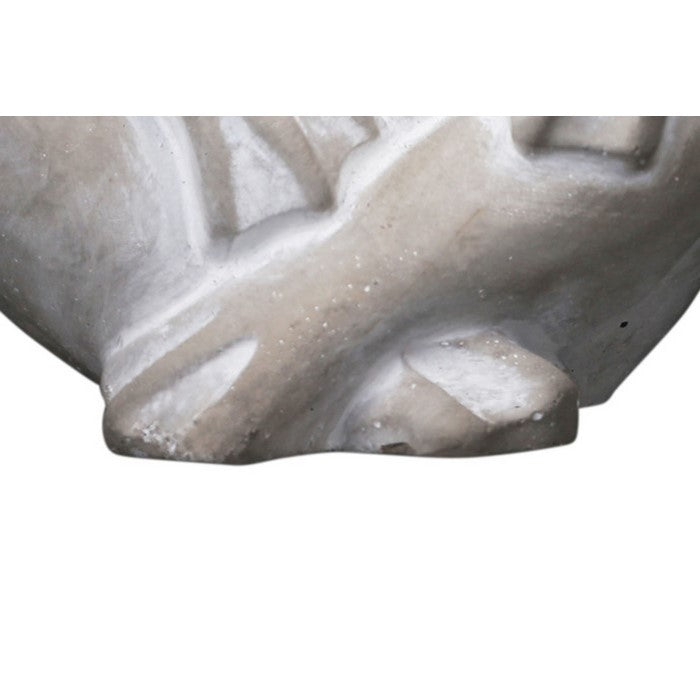 Cemented Sitting Frog Figurine with Crossed Legs, Washed Gray